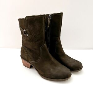 Teva Olive Gray Leather Foxy Mid Ankle Boots